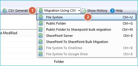 Click on the Select migration